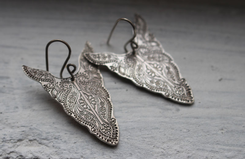 Abundances, bison totem animal earrings in sterling silver