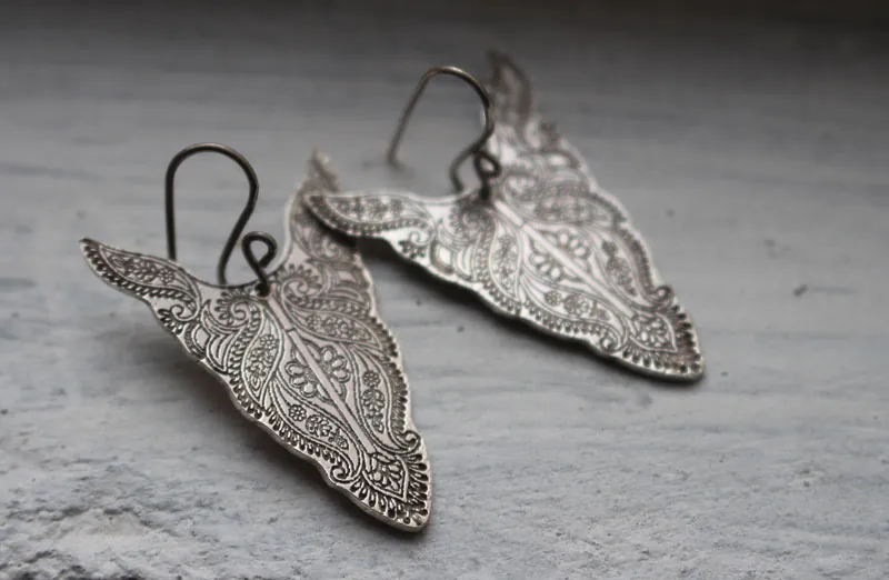 Abundances, bison totem animal earrings in sterling silver