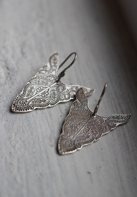 Abundances, bison totem animal earrings in sterling silver