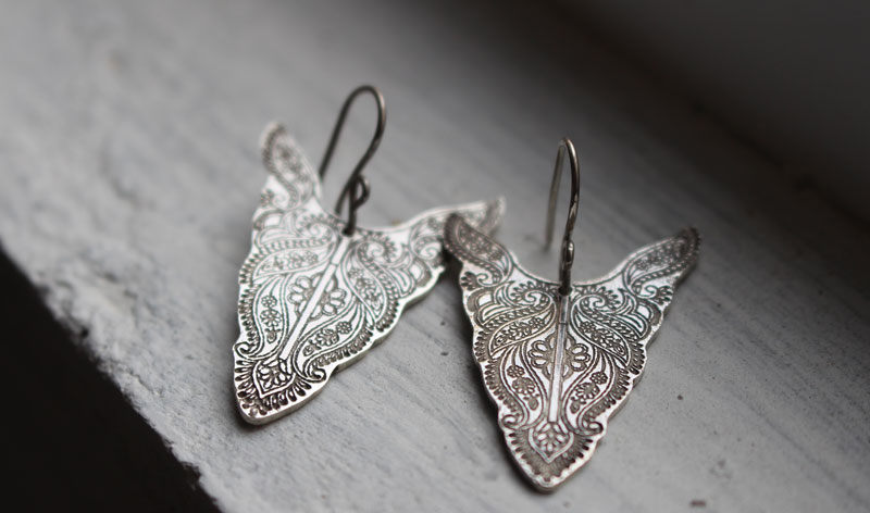 Abundances, bison totem animal earrings in sterling silver