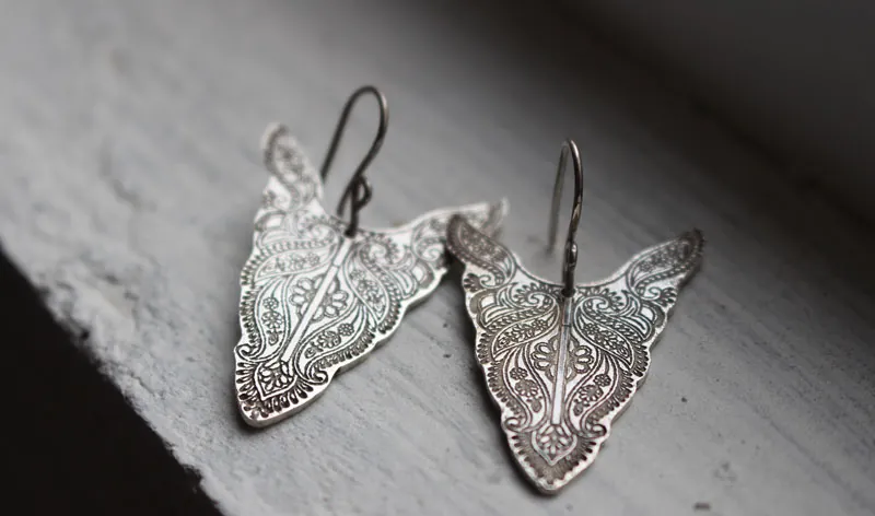 Abundances, bison totem animal earrings in sterling silver