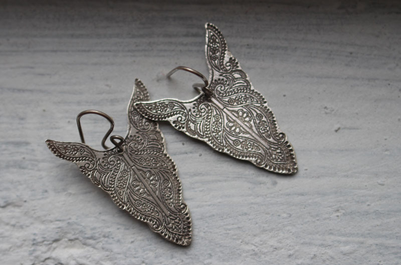 Abundances, bison totem animal earrings in sterling silver