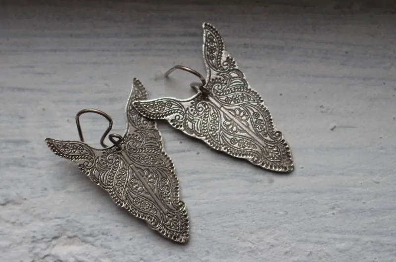 Abundances, bison totem animal earrings in sterling silver