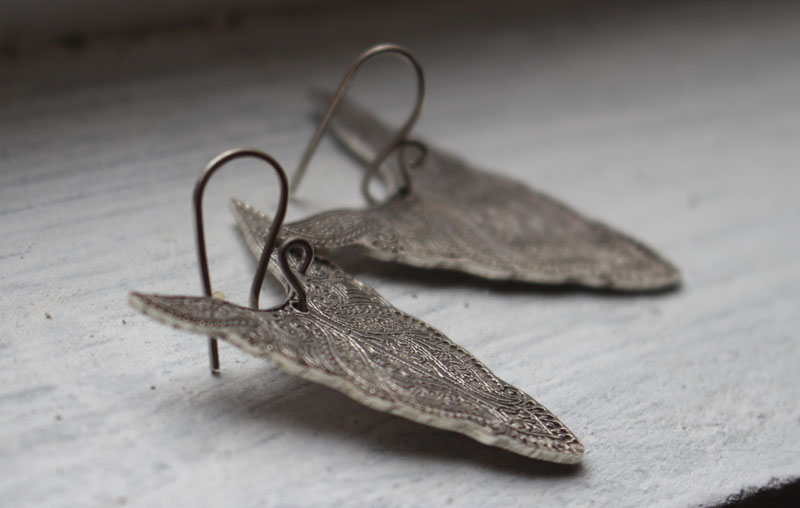 Abundances, bison totem animal earrings in sterling silver