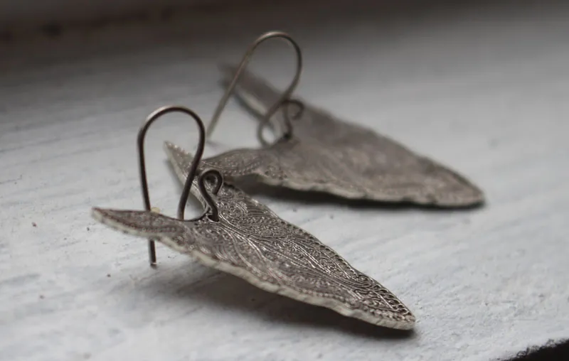 Abundances, bison totem animal earrings in sterling silver