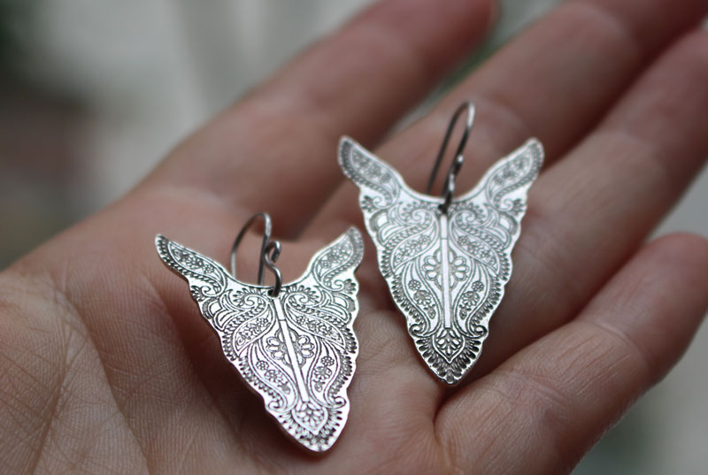 Abundances, bison totem animal earrings in sterling silver