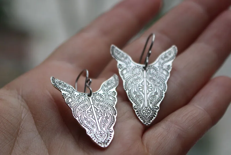 Abundances, bison totem animal earrings in sterling silver