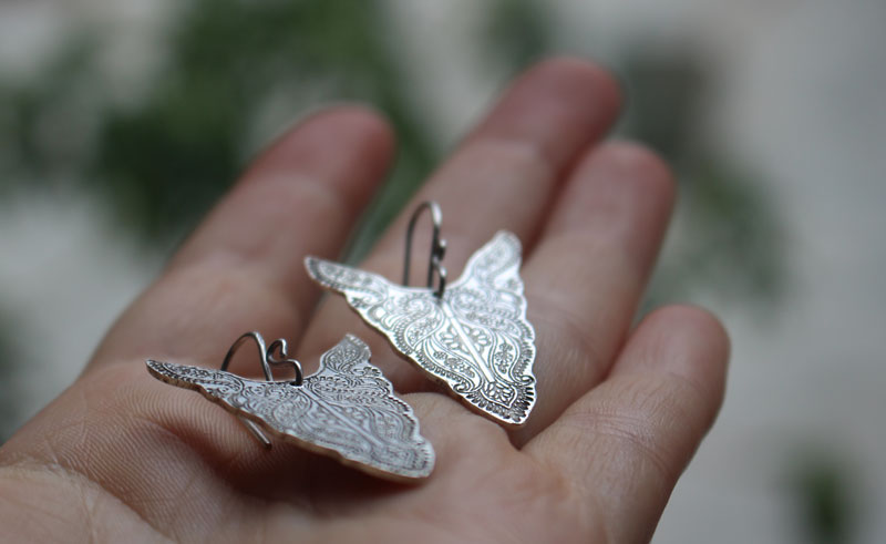 Abundances, bison totem animal earrings in sterling silver