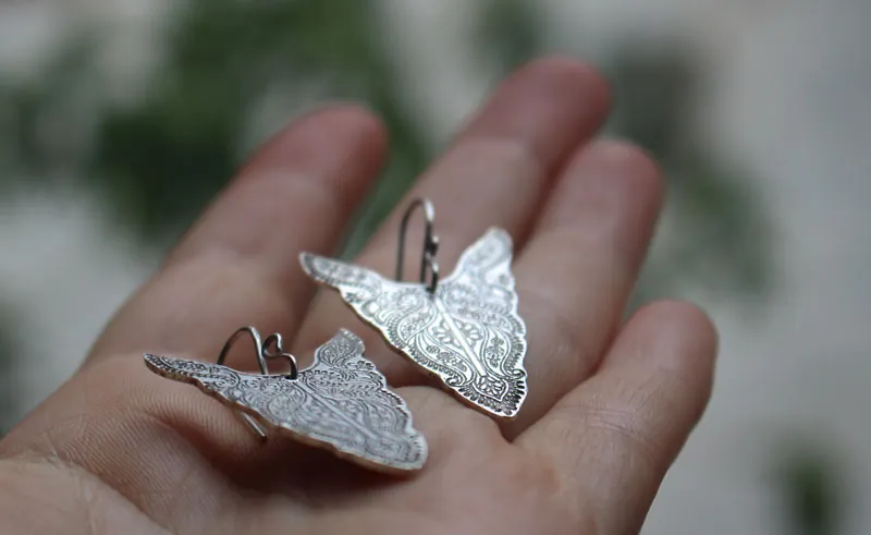 Abundances, bison totem animal earrings in sterling silver