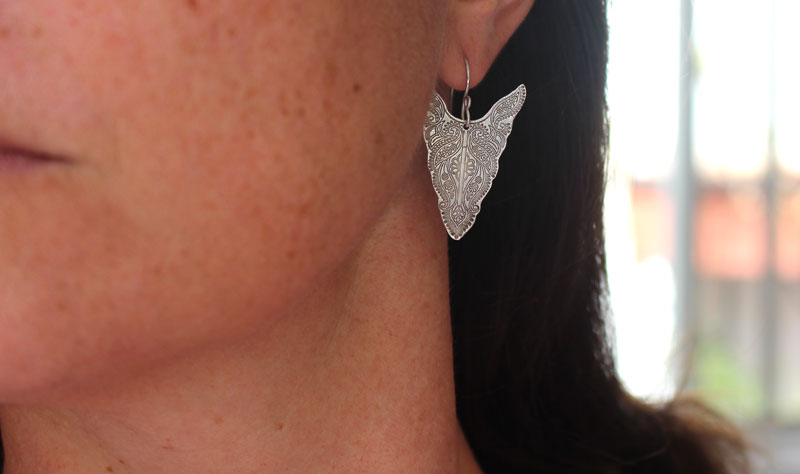 Abundances, bison totem animal earrings in sterling silver