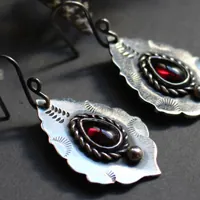 Adeona, ancient Roman architecture earrings in silver and garnet
