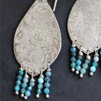 Against the current, Japanese koi carp earrings in silver and amazonite