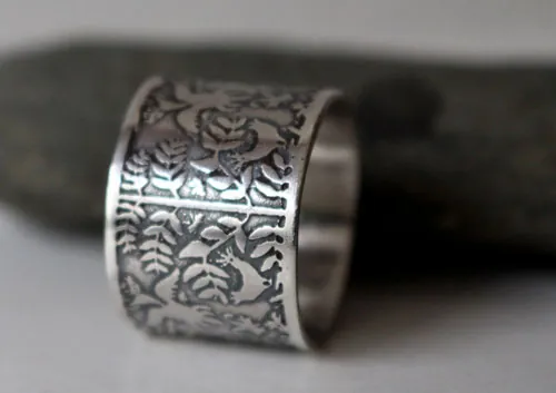 Air and water, Otomi fish and bird ring in silver