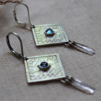 Akapana, kite earrings in silver and blue zircon