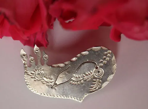 Alicanto, Andean bird brooch in sterling silver