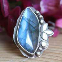 Another moonlight serenade, nocturnal music ring in sterling silver and labradorite