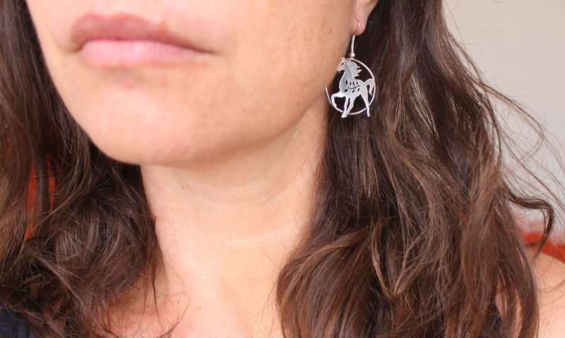 Arion, Greek mythology horse earrings in sterling silver