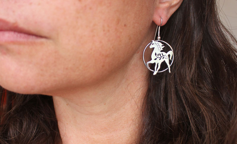 Arion, Greek mythology horse earrings in sterling silver