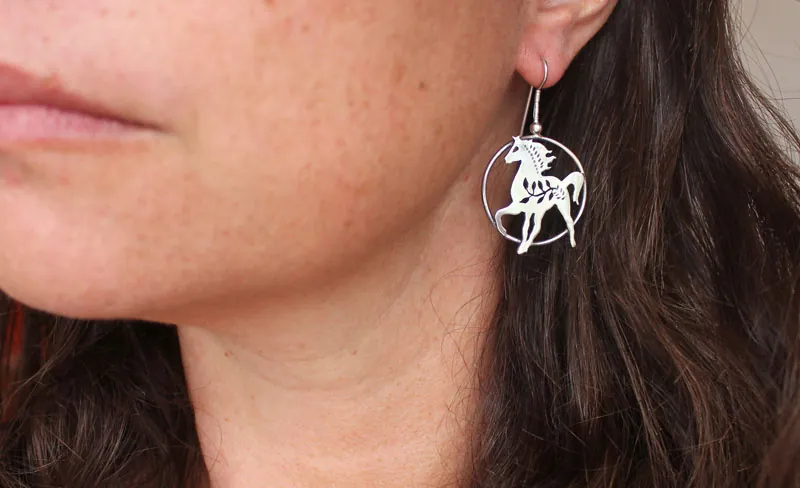 Arion, Greek mythology horse earrings in sterling silver