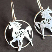 Arion, Greek mythology horse earrings in sterling silver