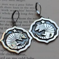 Armadillo, armored animal earrings in sterling silver