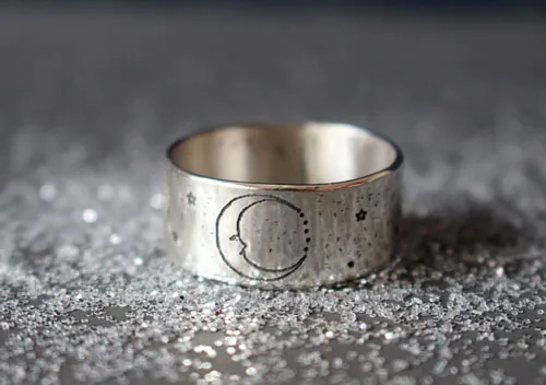 Artemis, Greek moon goddess ring in sterling silver