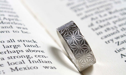 Asanoha, Japanese hemp leaf ring in sterling silver