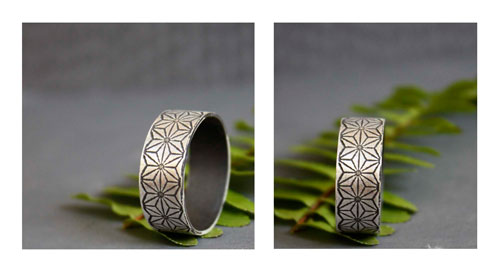 Asanoha, Japanese hemp leaf ring in sterling silver