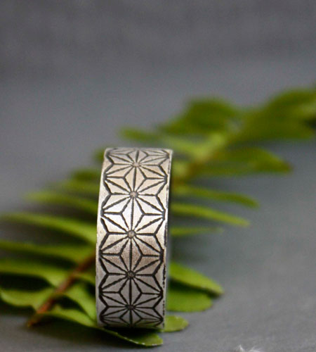 Asanoha, Japanese hemp leaf ring in sterling silver
