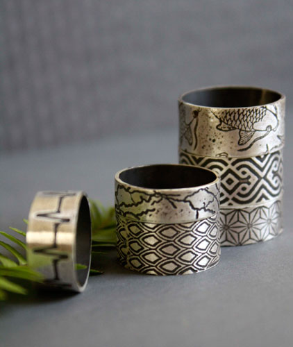 Asanoha, Japanese hemp leaf ring in sterling silver