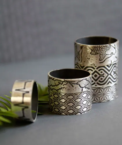 Asanoha, Japanese hemp leaf ring in sterling silver
