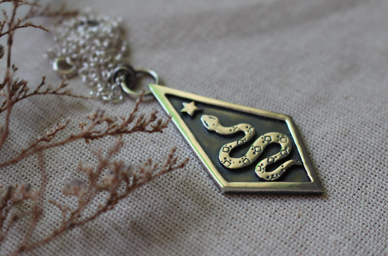 Asclepius, greek mythology snake necklace in silver