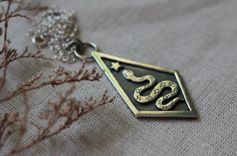 Asclepius, greek mythology snake necklace in silver