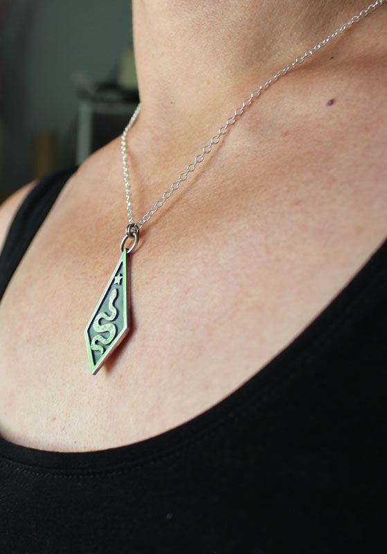 Asclepius, greek mythology snake necklace in silver