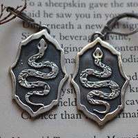 Asclepius, snake inspired by Greek mythology earrings in silver