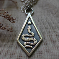 Asclepius, greek mythology snake necklace in silver