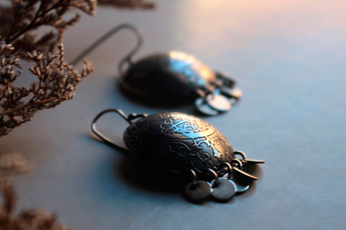 Astrolabe, astronomy earrings sterling silver