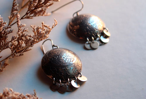 Astrolabe, astronomy earrings sterling silver