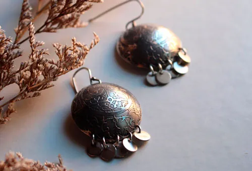 Astrolabe, astronomy earrings sterling silver