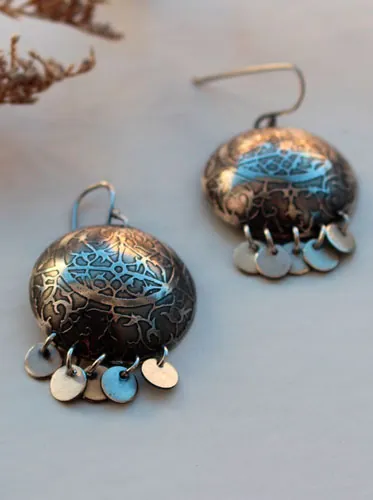 Astrolabe, astronomy earrings sterling silver