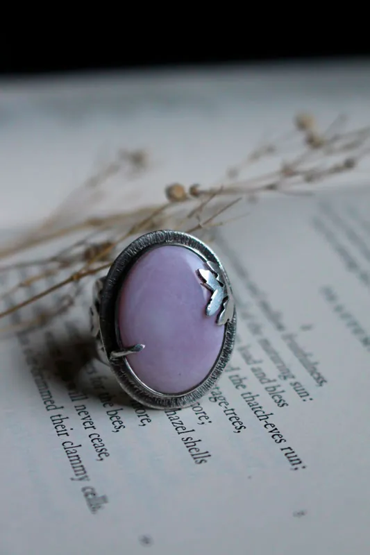 At the dawn of spring, renewal season ring in silver and pink opal