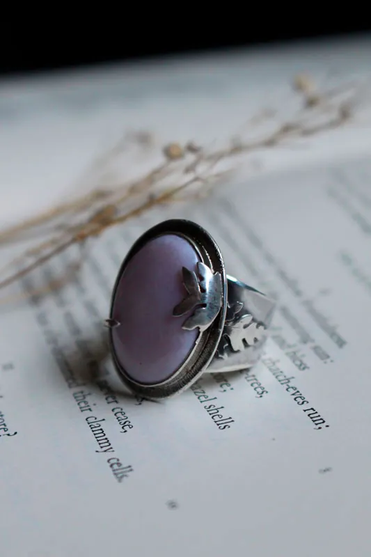 At the dawn of spring, renewal season ring in silver and pink opal