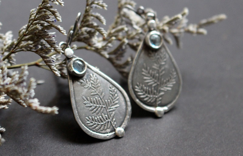 Athena’s olive tree, Greek peace and wisdom earrings in silver and zircon