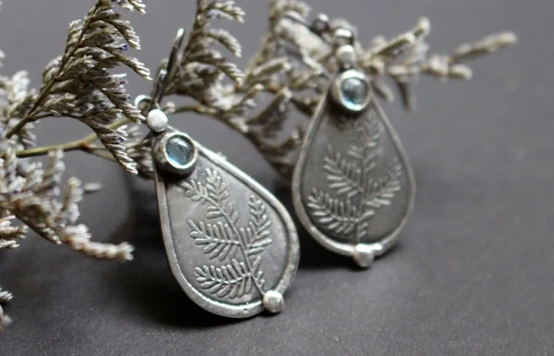 Athena’ olive tree, Greek peace and wisdom earrings in silver and zircon