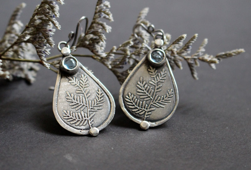 Athena’s olive tree, Greek peace and wisdom earrings in silver and zircon