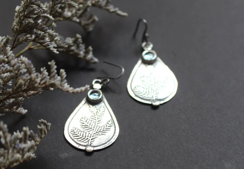 Athena’ olive tree, Greek peace and wisdom earrings in silver and zircon