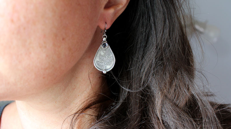 Athena’s olive tree, Greek peace and wisdom earrings in silver and zircon
