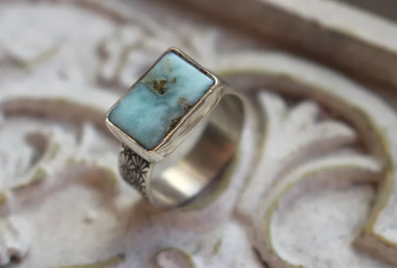 Atlantis, Greek legend ring in sterling silver and larimar