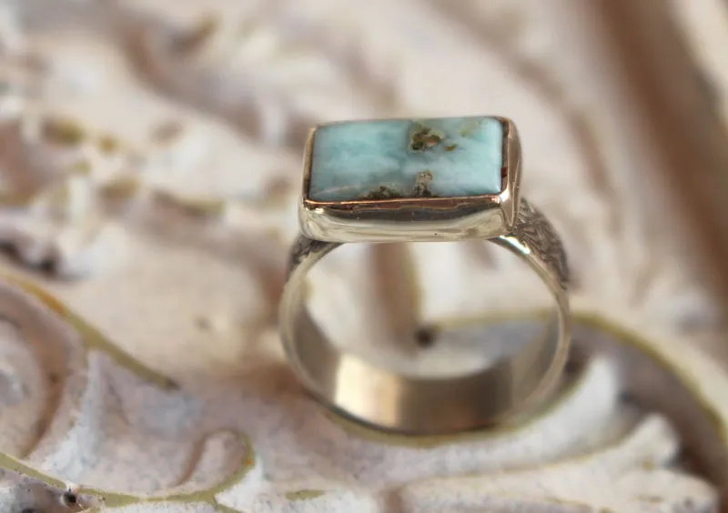 Atlantis, Greek legend ring in sterling silver and larimar
