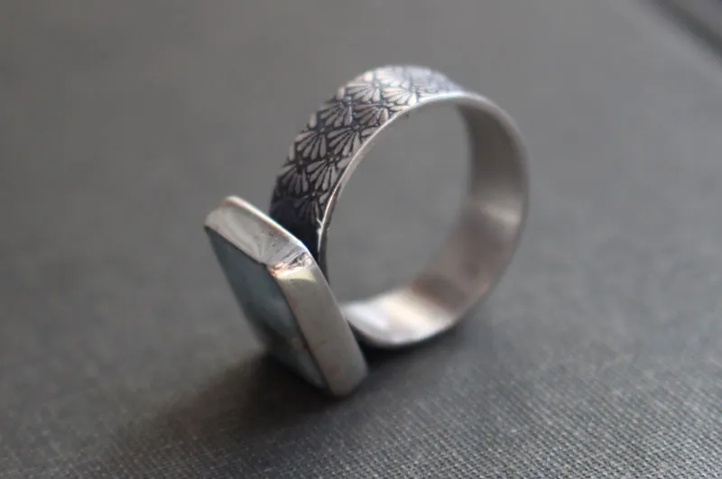 Atlantis, Greek legend ring in sterling silver and larimar